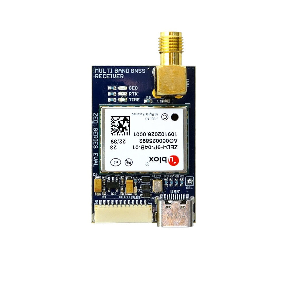 ZED-F9P RTK GNSS Receiver Board SMA Connectivity for Base or Rover