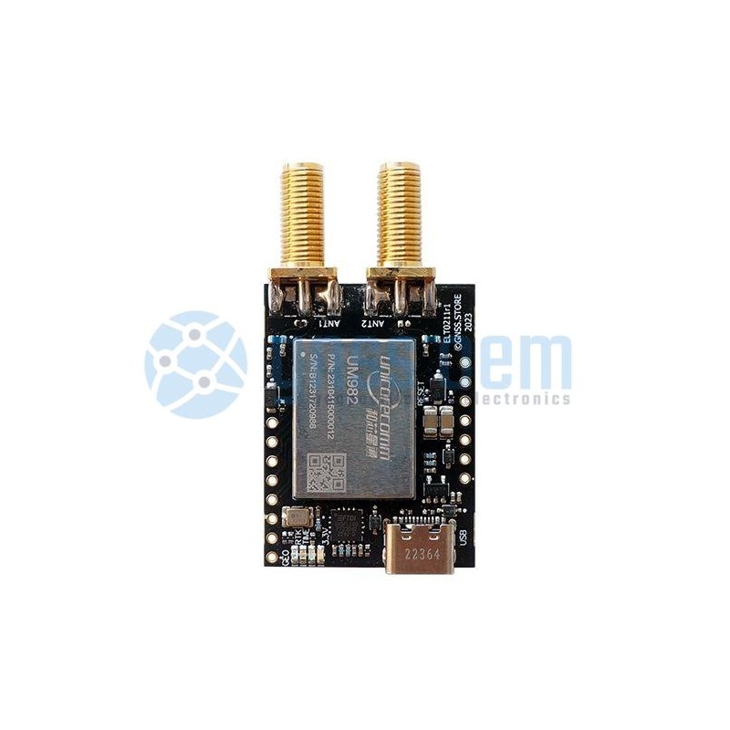 UM982 Dual Channel RTK InCase PIN GNSS receiver board with USB C