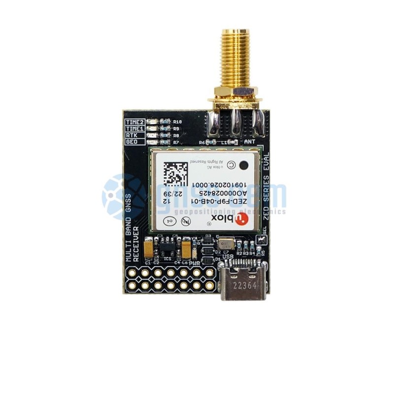 ZED-F9P RTK InCase PIN GNSS receiver board with SMA and USB C