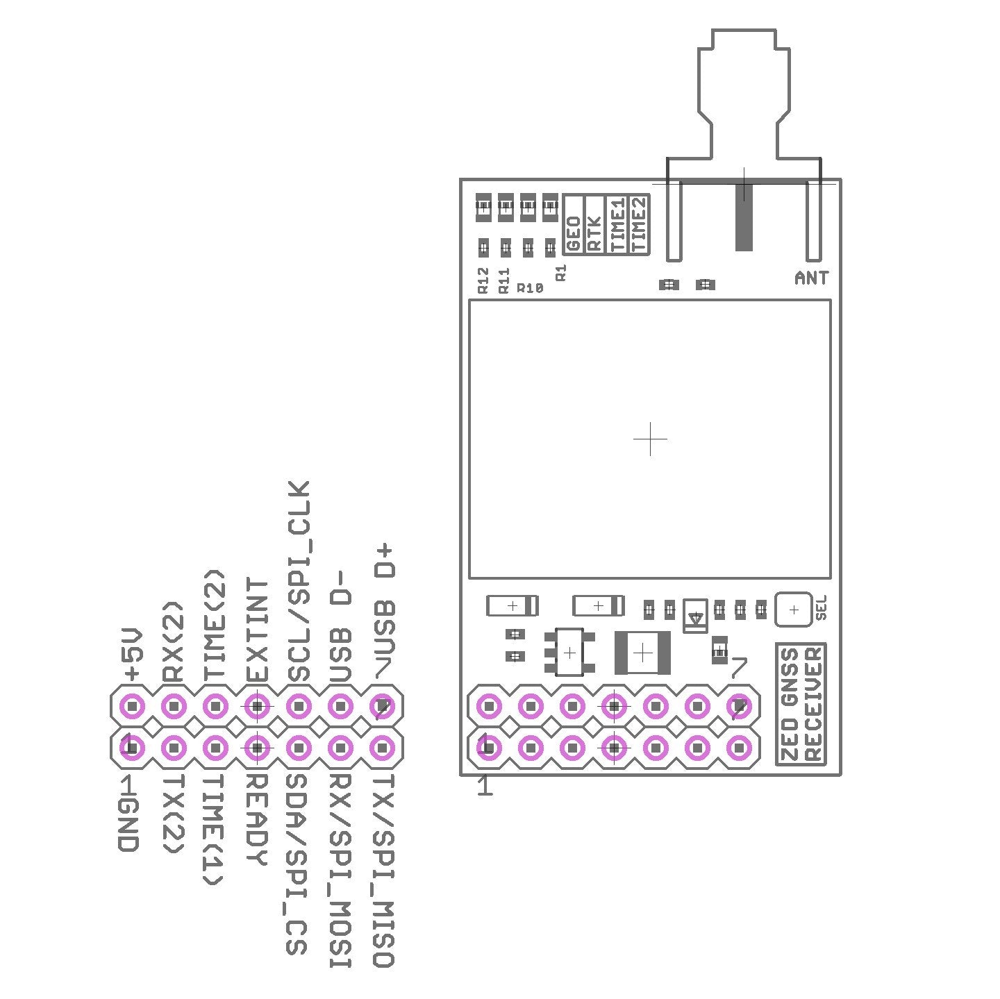 ZED-F9P RTK InCase PIN GNSS receiver board with SMA Base or Rover