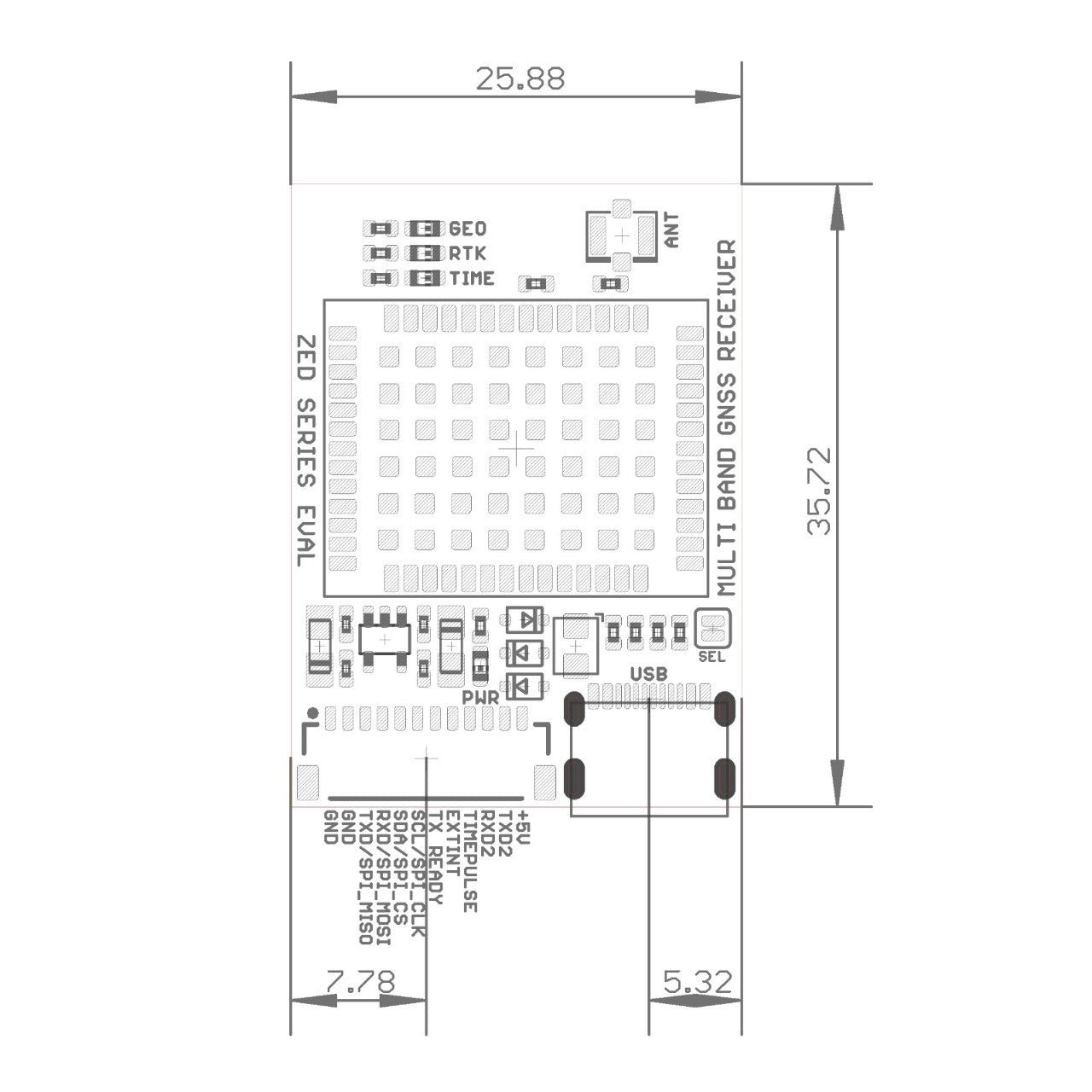 ZED-F9H high precision GNSS USB C module for heading applications