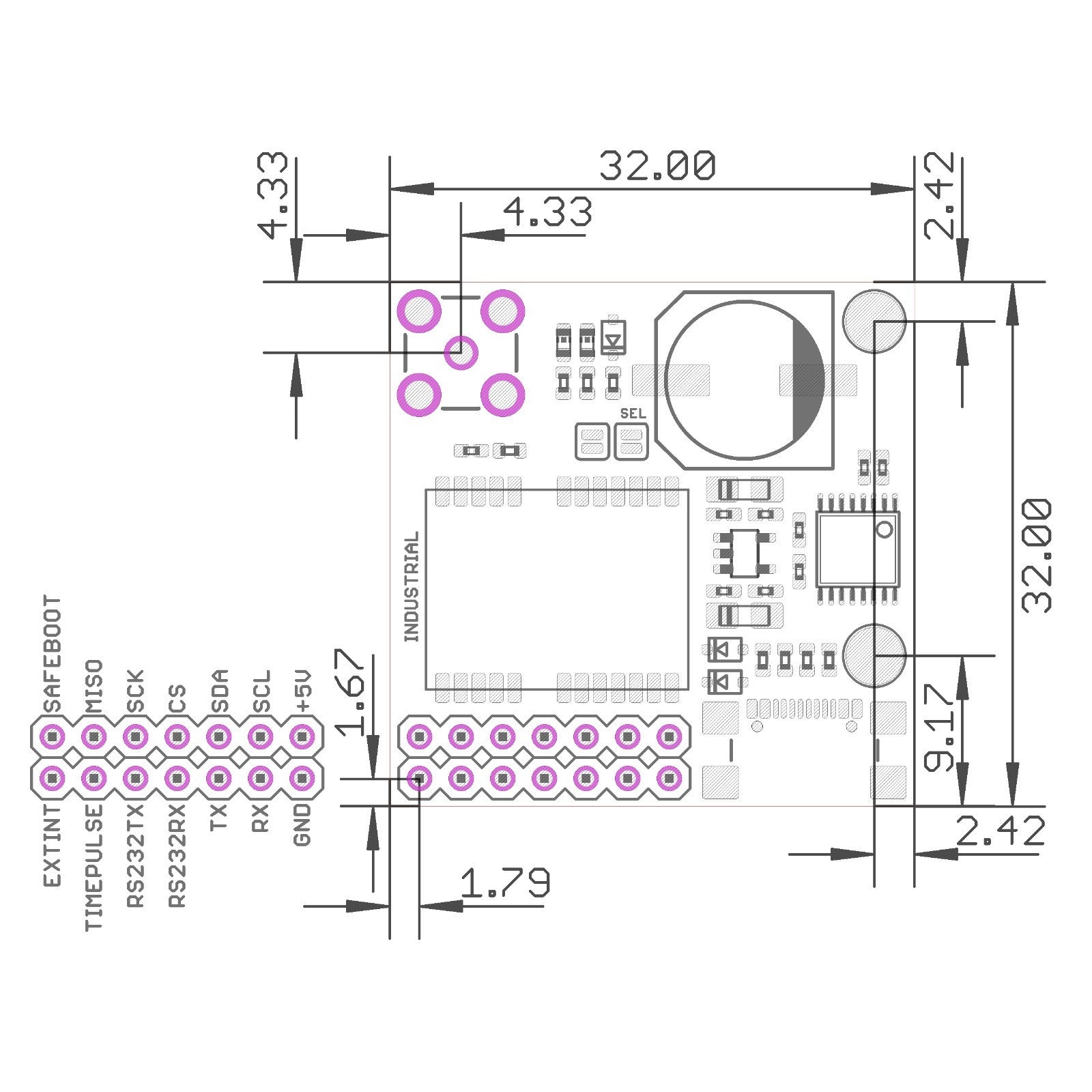 NEO-M8P RS232 INDUSTRIAL RTK USB C GNSS receiver with SMA