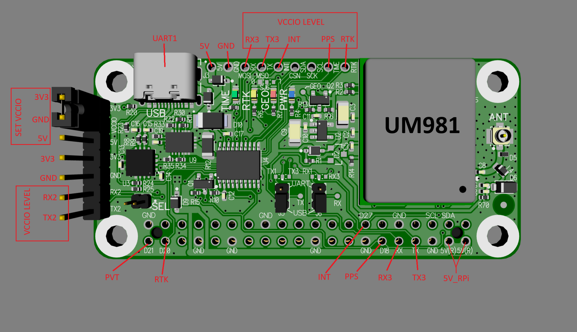 Unicore UM981 RTK GNSS Raspberry Pi HAT | 100Hz RTK+INS | ELT0269