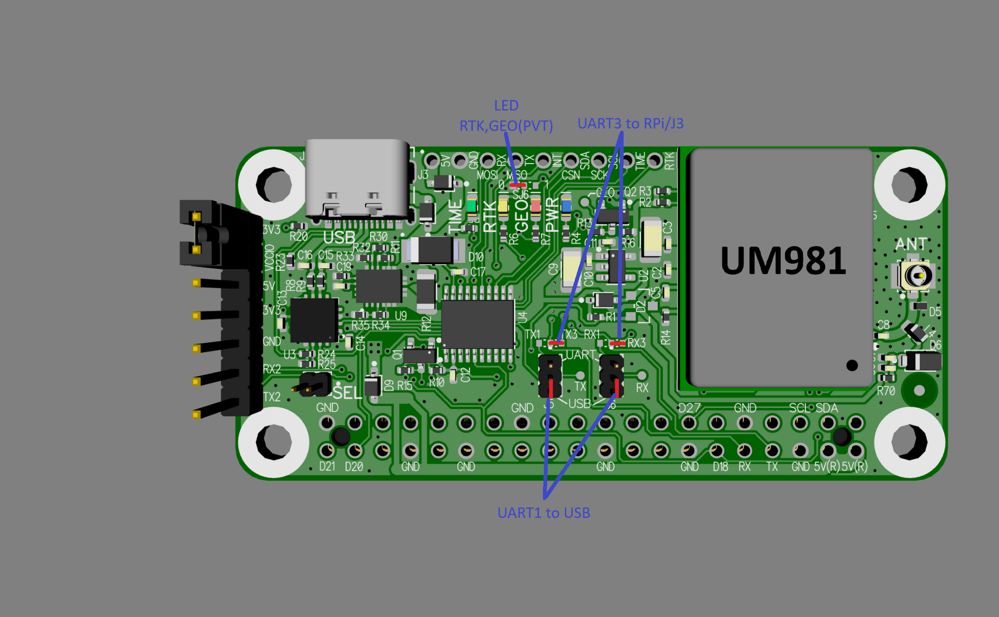Unicore UM981 RTK GNSS Raspberry Pi HAT | 100Hz RTK+INS | ELT0269 | Image 2