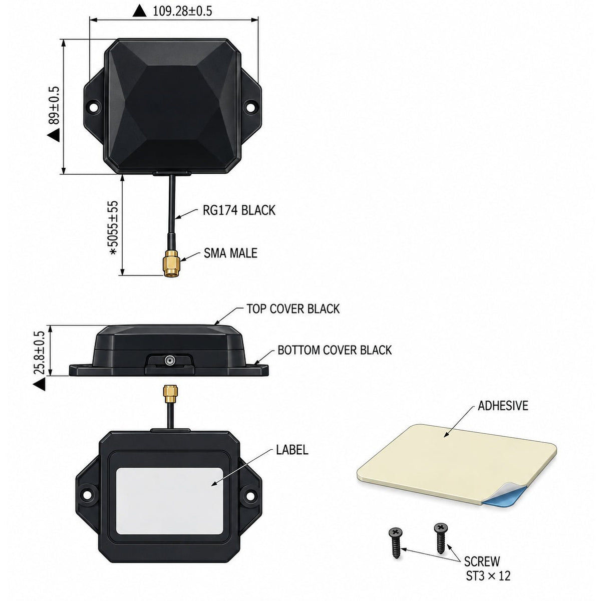 AllBand+ GNSS Active Patch Antenna with Housing, Screw Mount - ELT0246 - 3