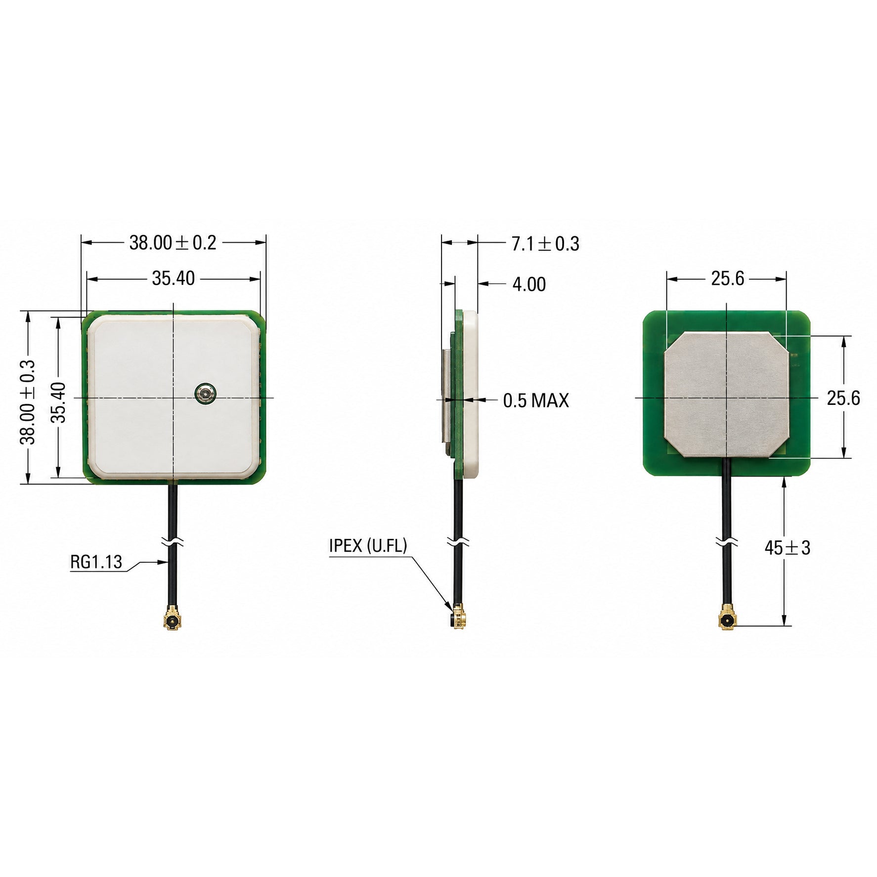 洋書 BROADBAND PATCH ANTENNAS L1 IPEX (U.FL) 35mm Two Stage 38dB Multi GNSS Band Active Patch