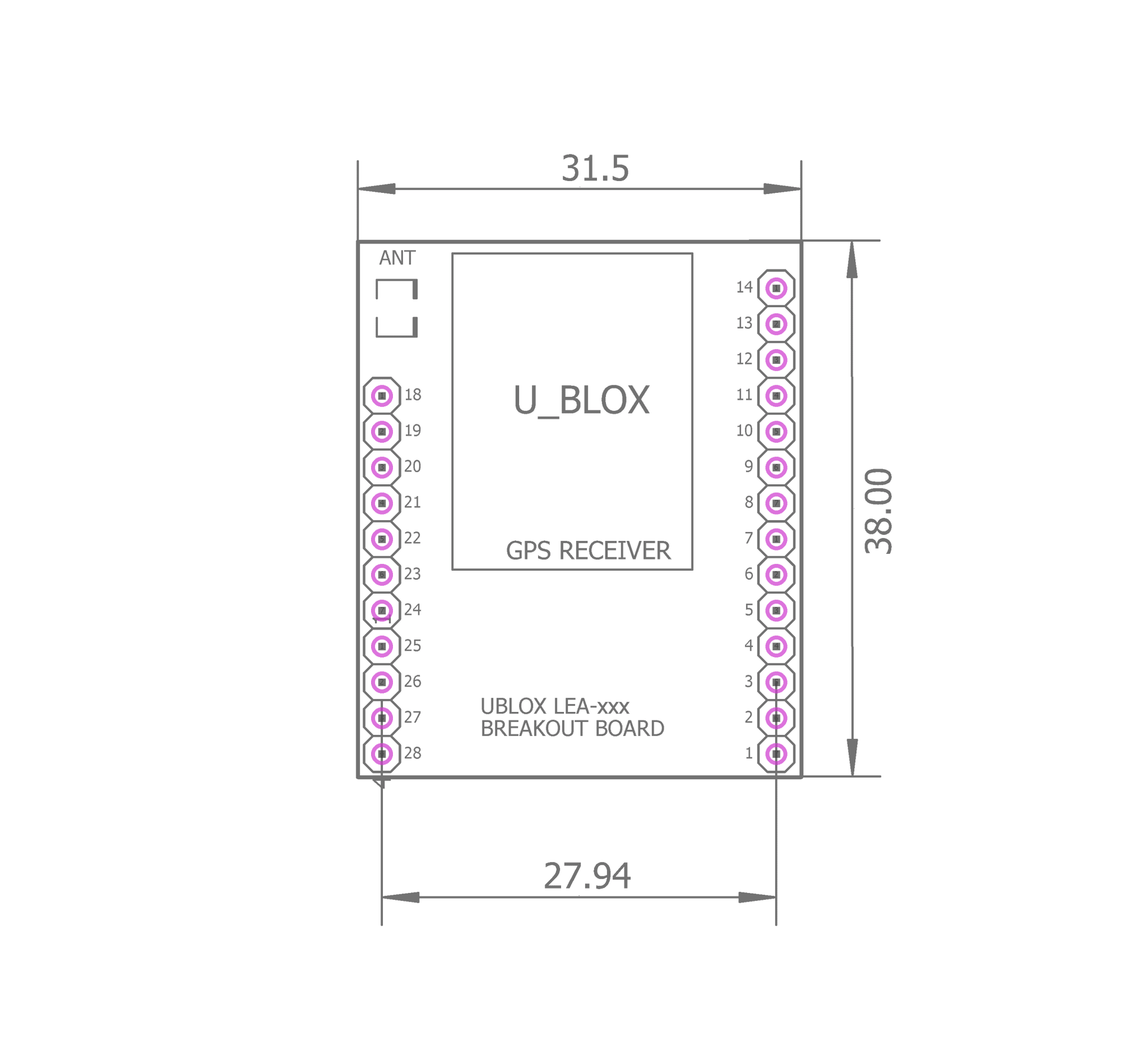 LEA-M8F time & frequency reference breakout board - ELT0019 - 3