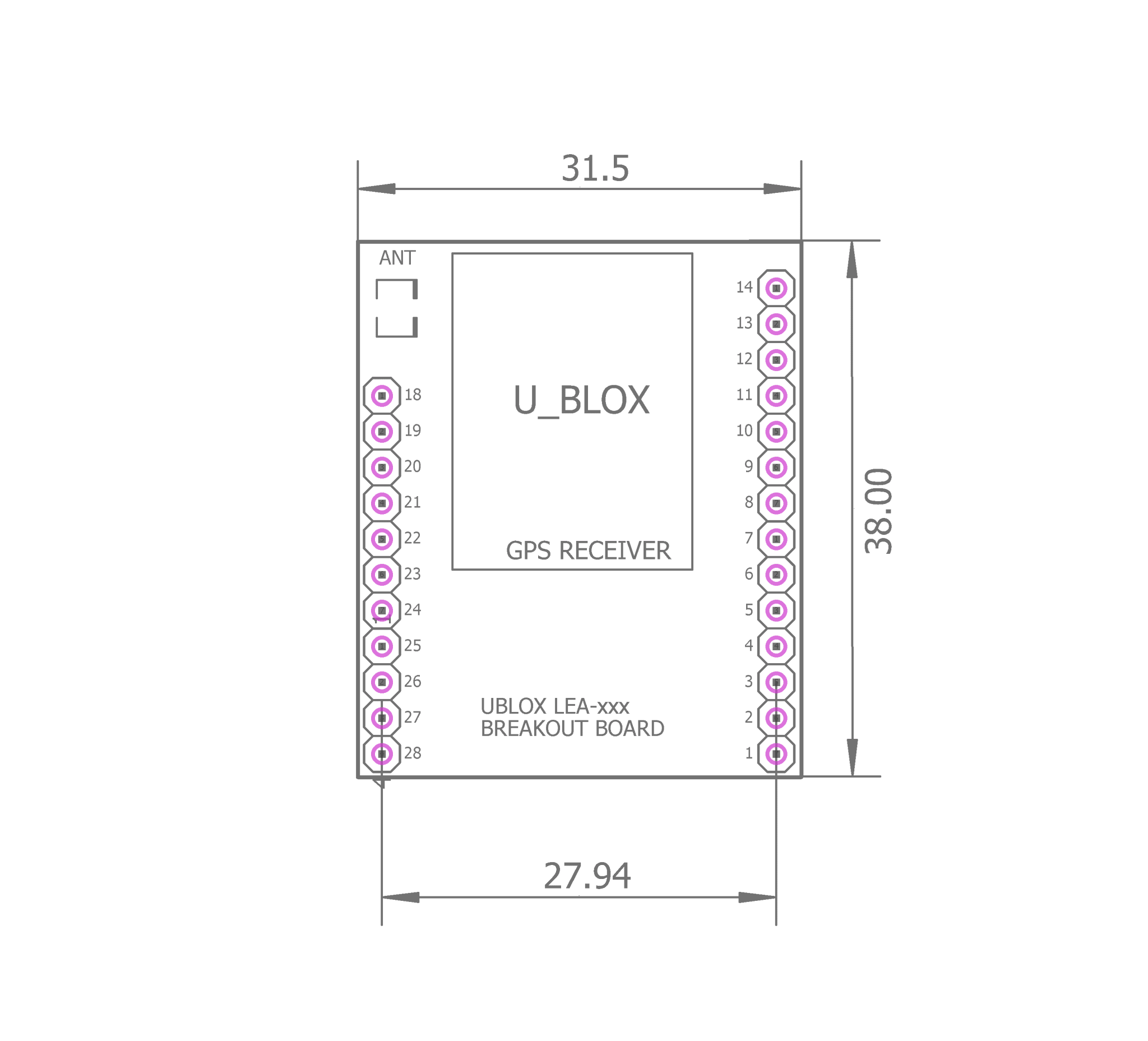 LEA-M8F time & frequency reference breakout board - ELT0019 - 3
