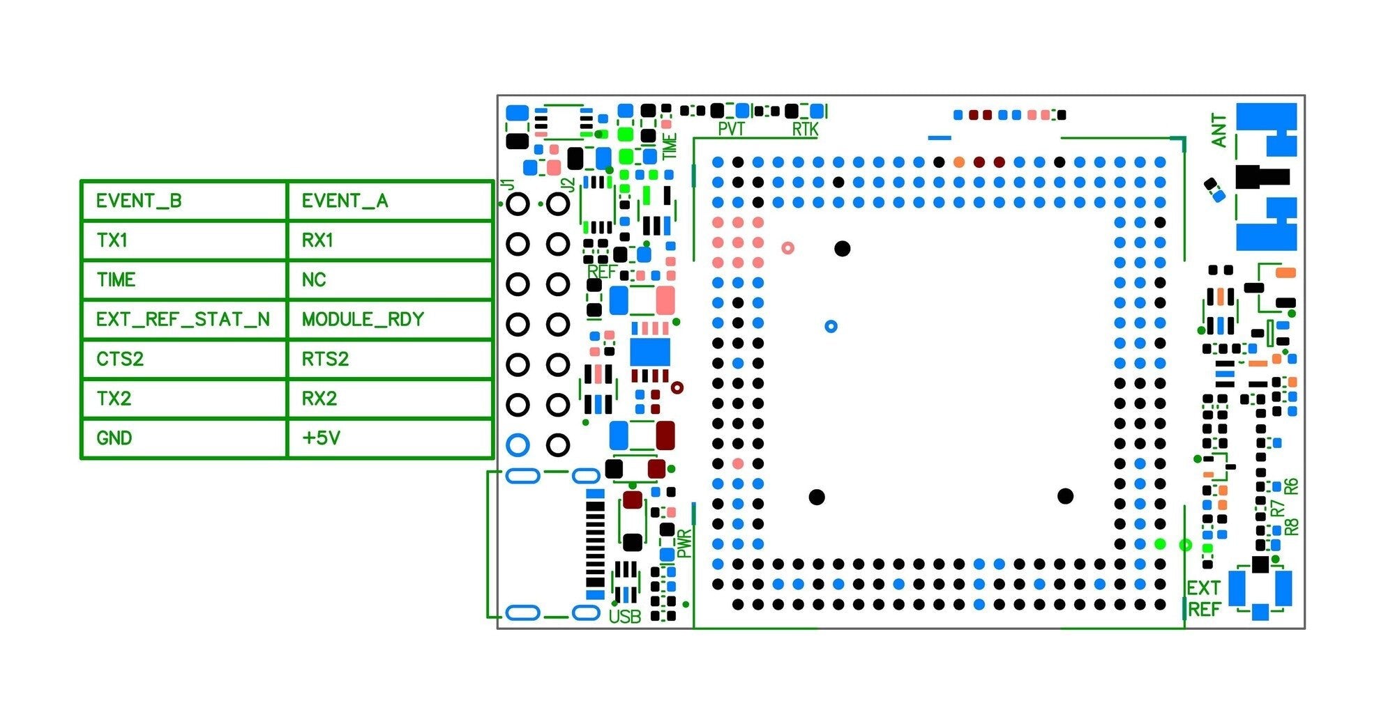 mosaic-T InCase PIN GNSS timing receiver board with USB C - ELT0741-S-3.3-H
