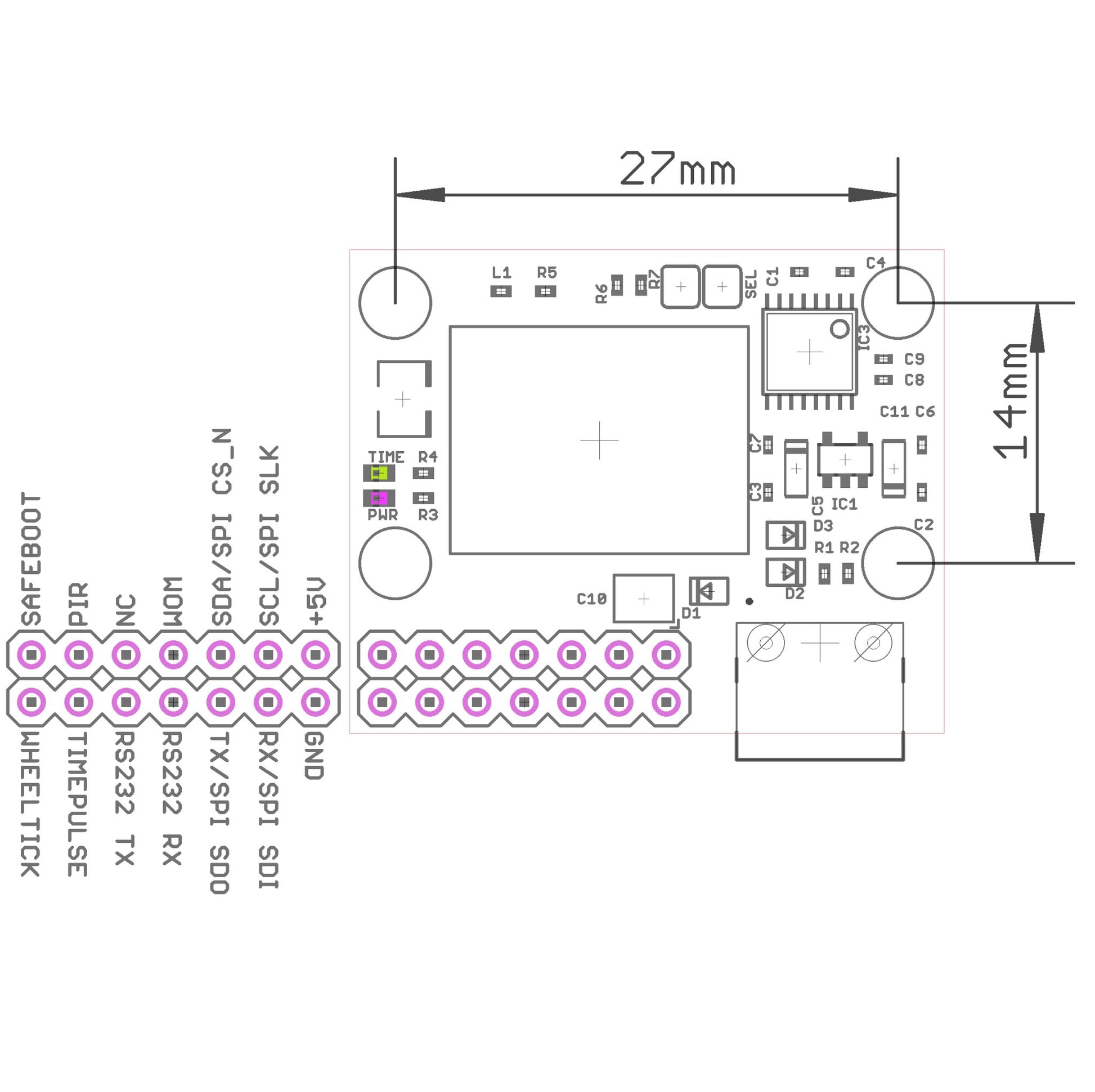 NEO-M9V USB C RS232 interface GNSS UDR/ADR module with UF.L - ELT0309 - 3