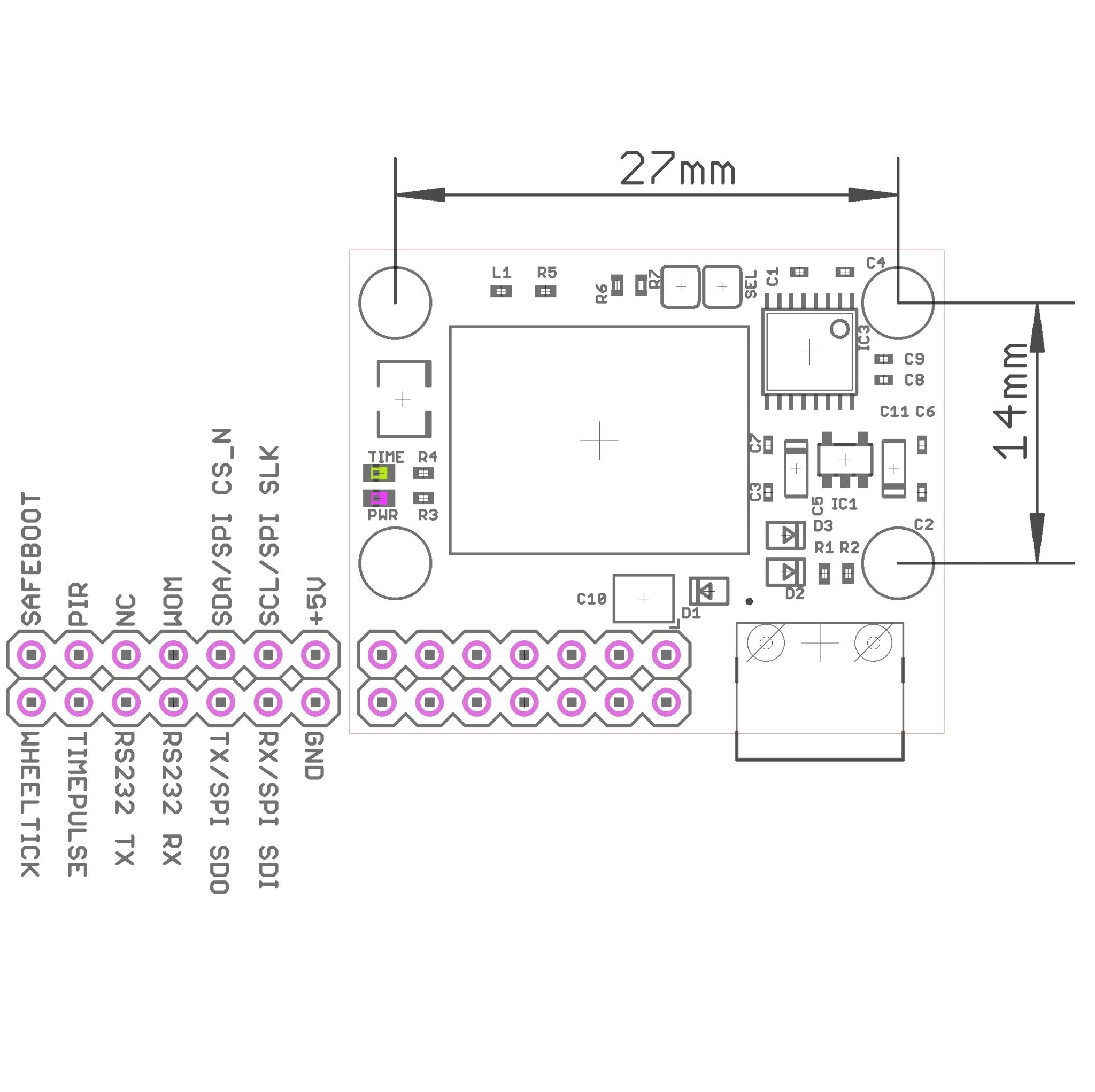 NEO-M9V USB C RS232 interface GNSS UDR/ADR module with UF.L - ELT0309 - 3