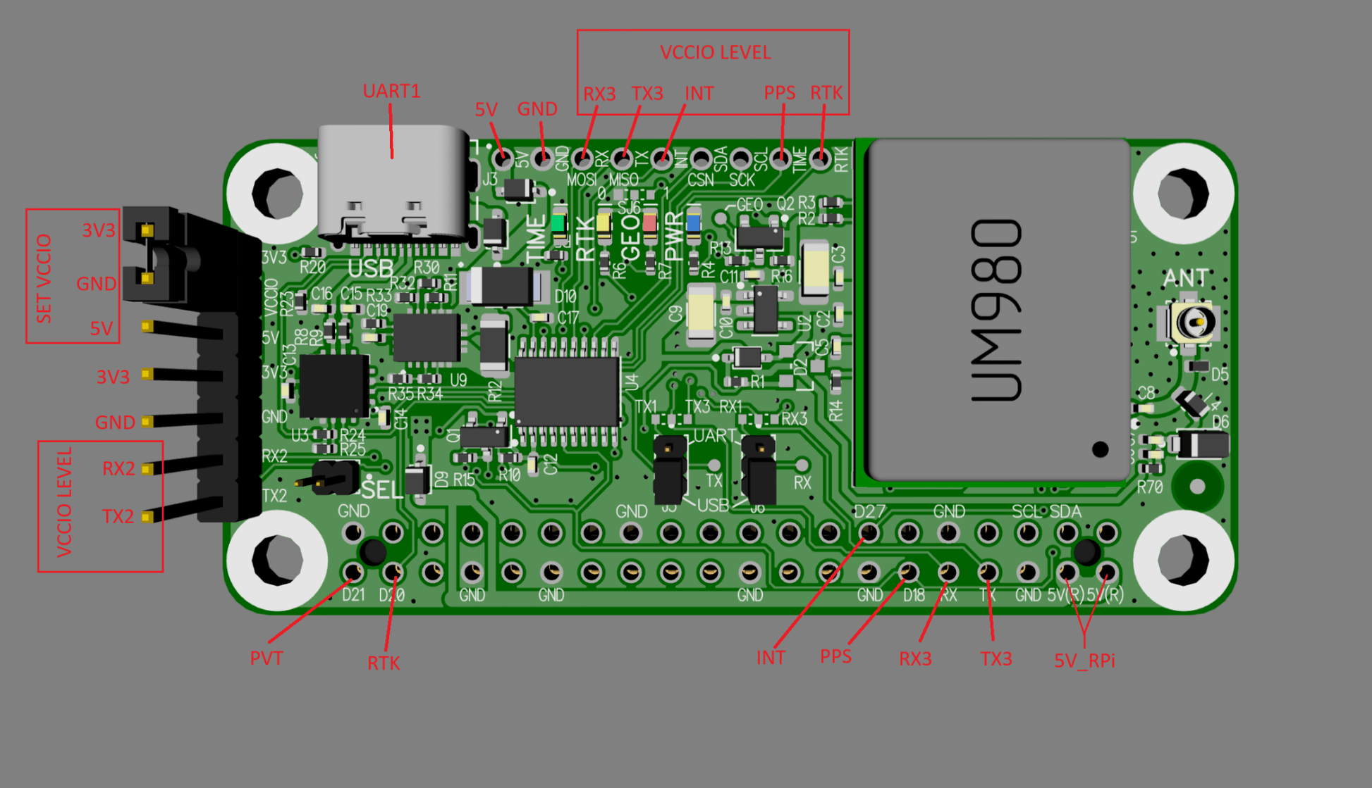 UM980 RTK GNSS Raspberry PI HAT - ELT0229 - 3