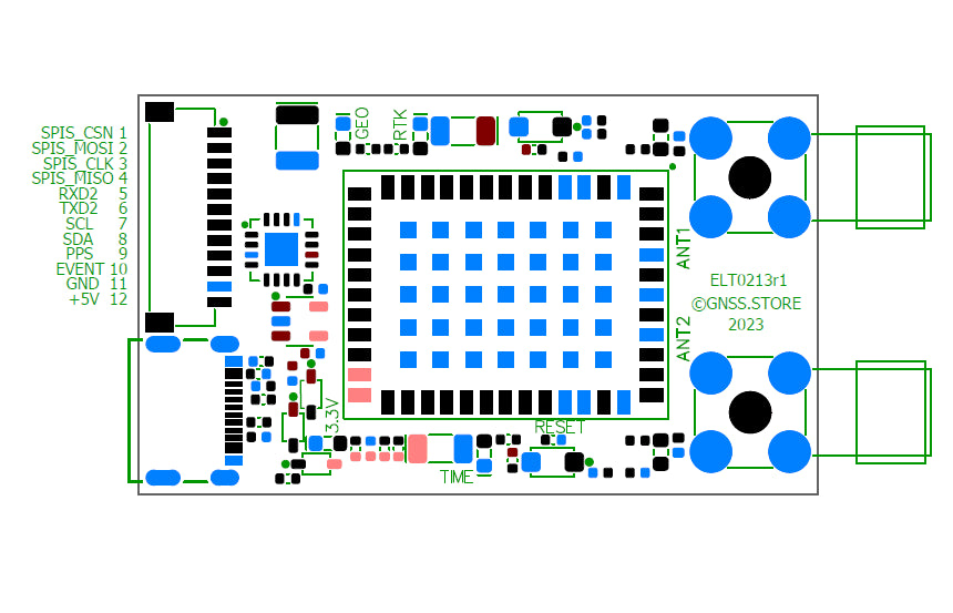 UM982 Dual Channel RTK GNSS receiver board with USB C and JST - ELT0213 - 3