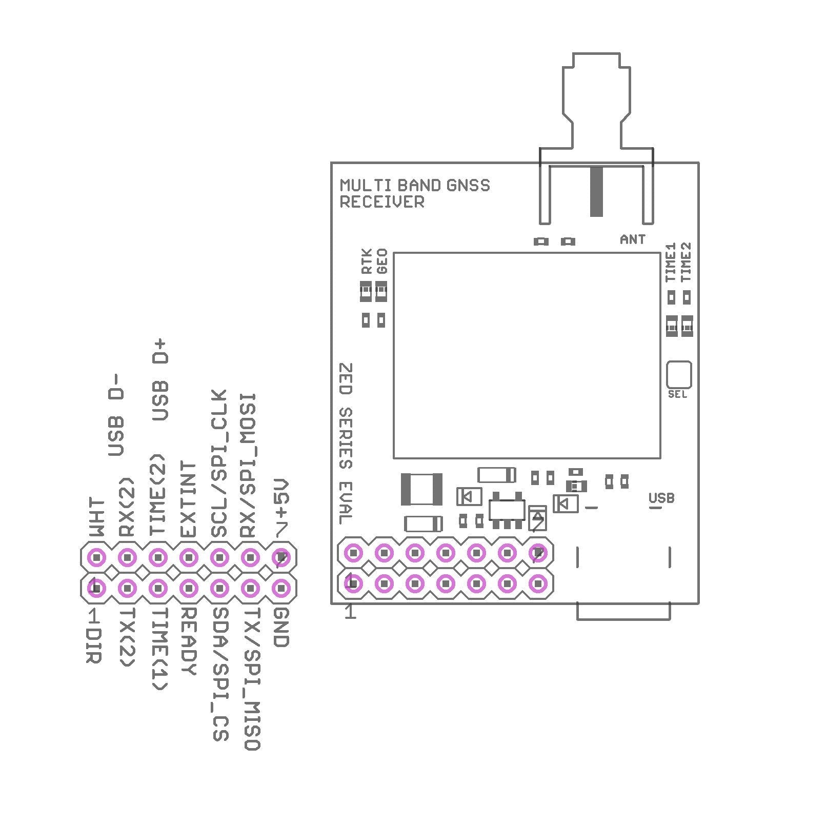 ZED-F9P RTK InCase PIN GNSS receiver board with SMA and USB - ELT0112 - 3