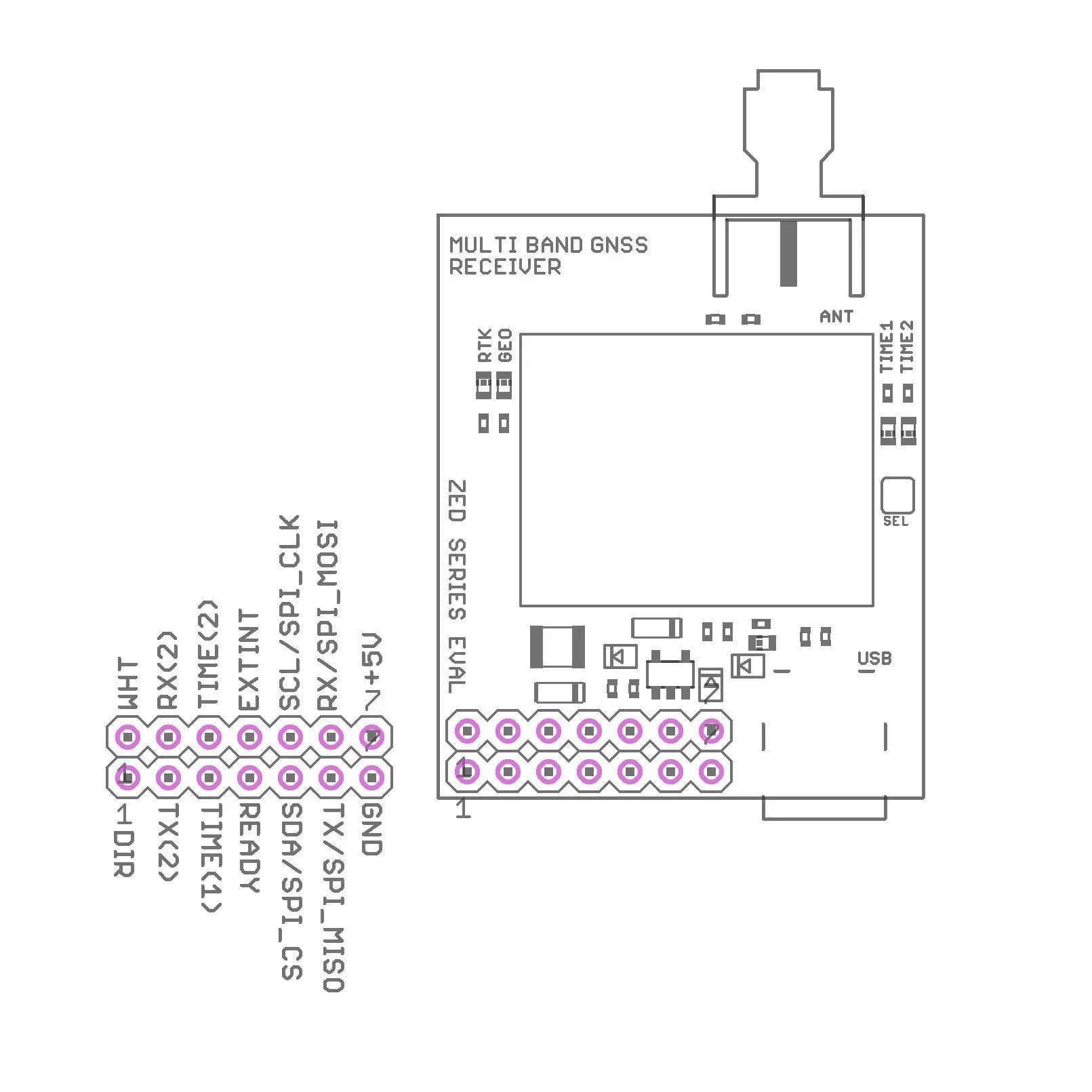 ZED-F9R RTK Dead Reckoning Breakout USB type C GNSS receiver board - ELT0417 - 3