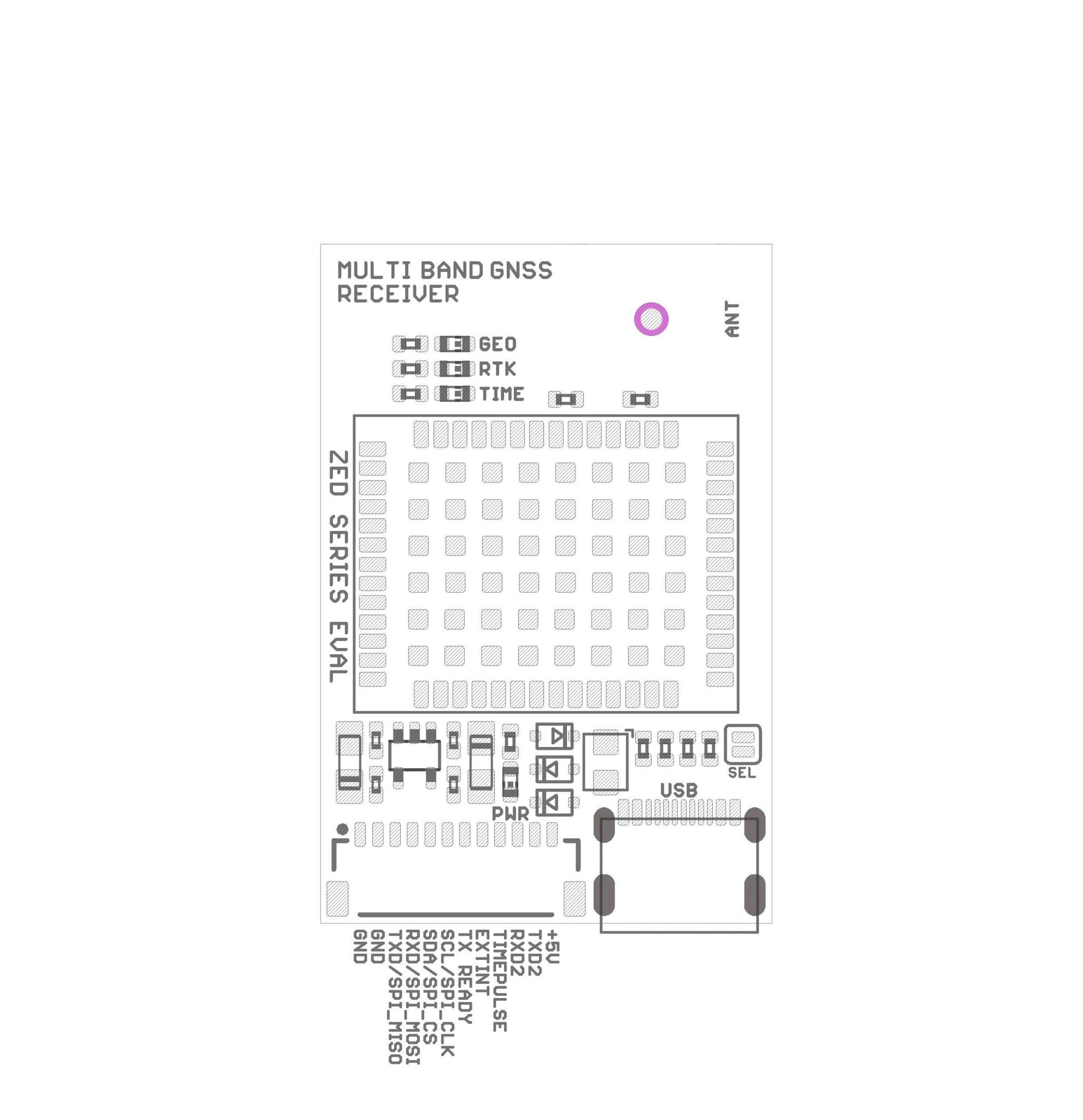 ZED-F9T-20B L1/L2/L5/E5a high accuracy USB C timing module with UF.L - ELT0336
