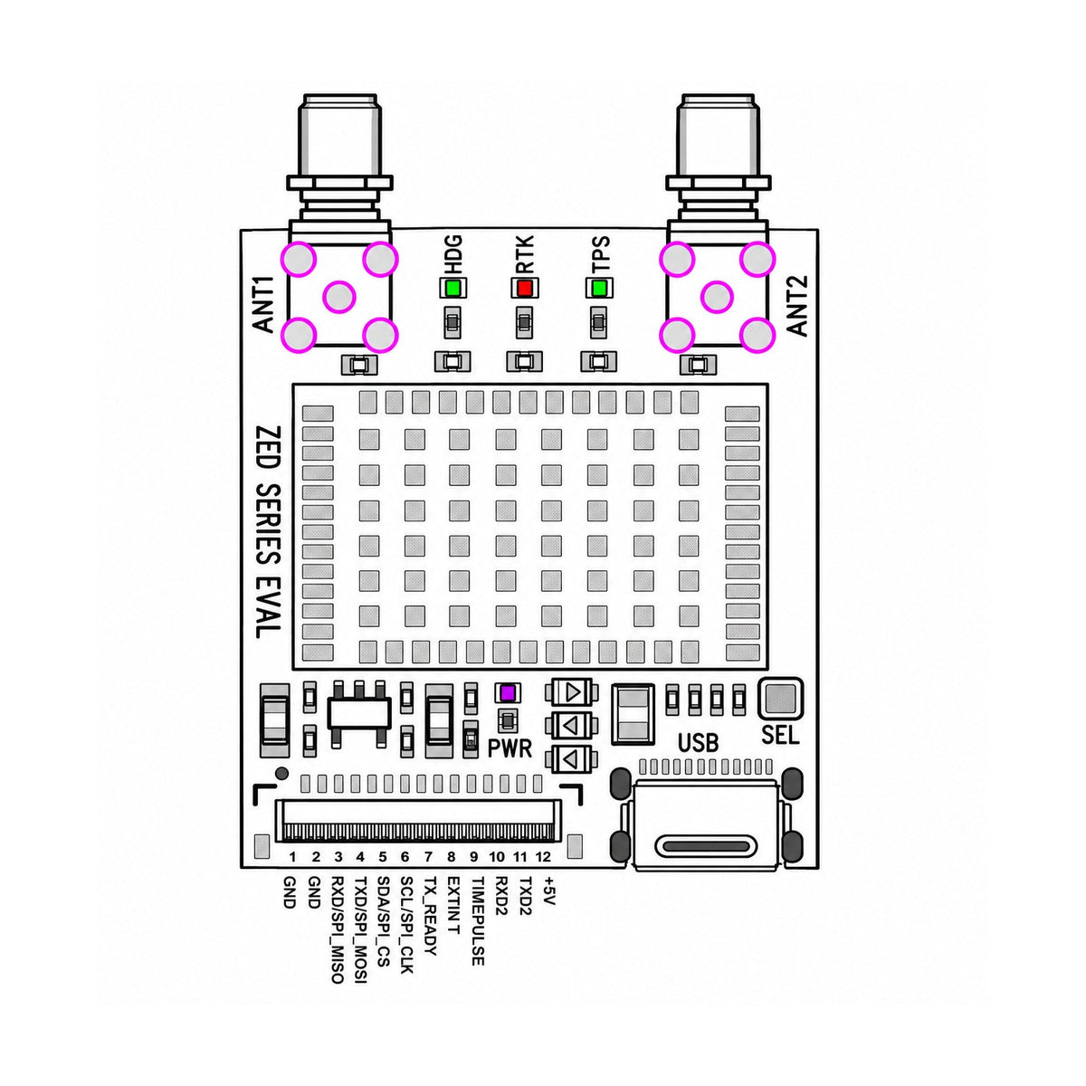 ZED-X20D all-band high precision GNSS module InCase GNSS receiver board SMA - ELT0450 - 3