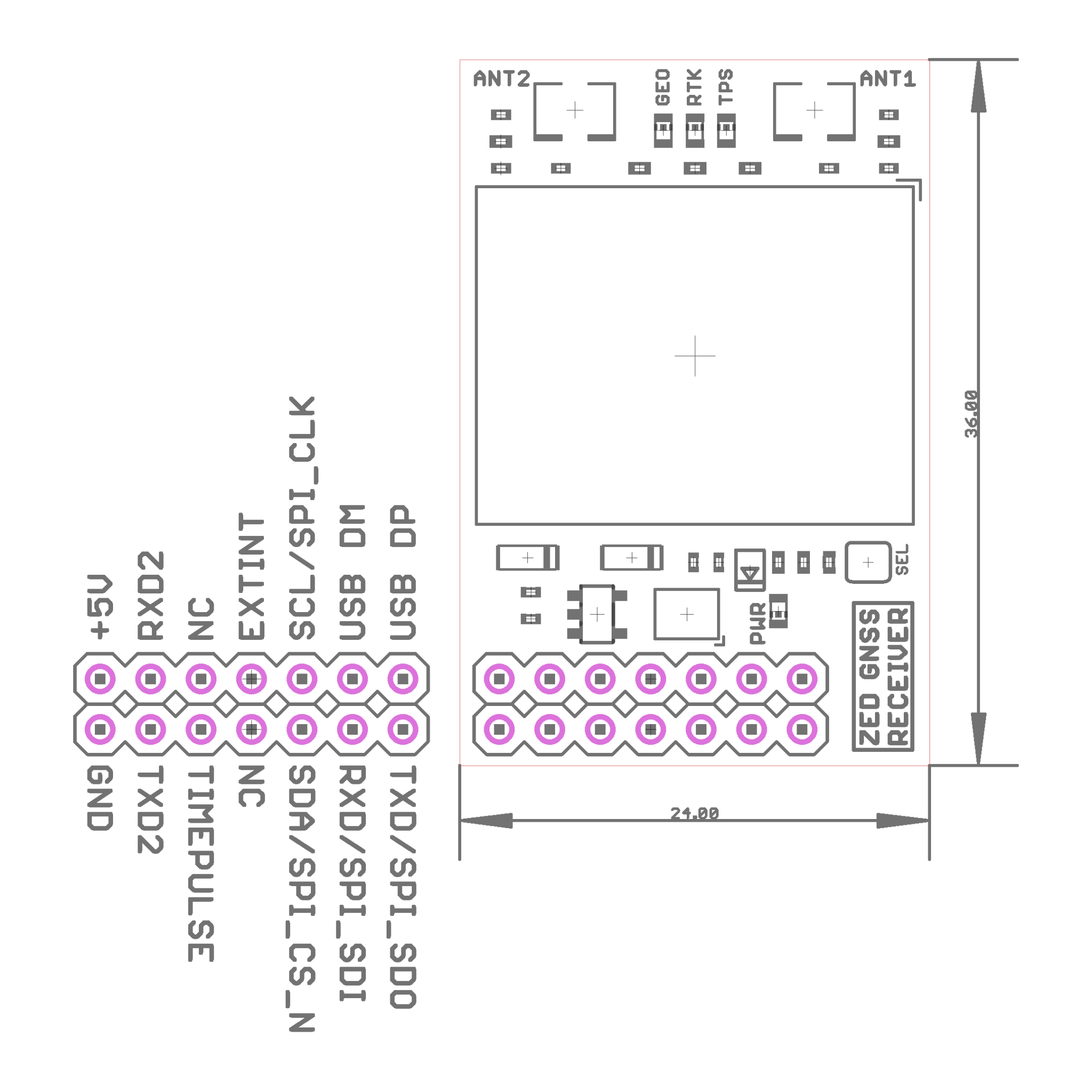 ZED-X20D all-band high precision GNSS module InCase PIN GNSS receiver board with IPEX (U.FL) - ELT0436 - 2