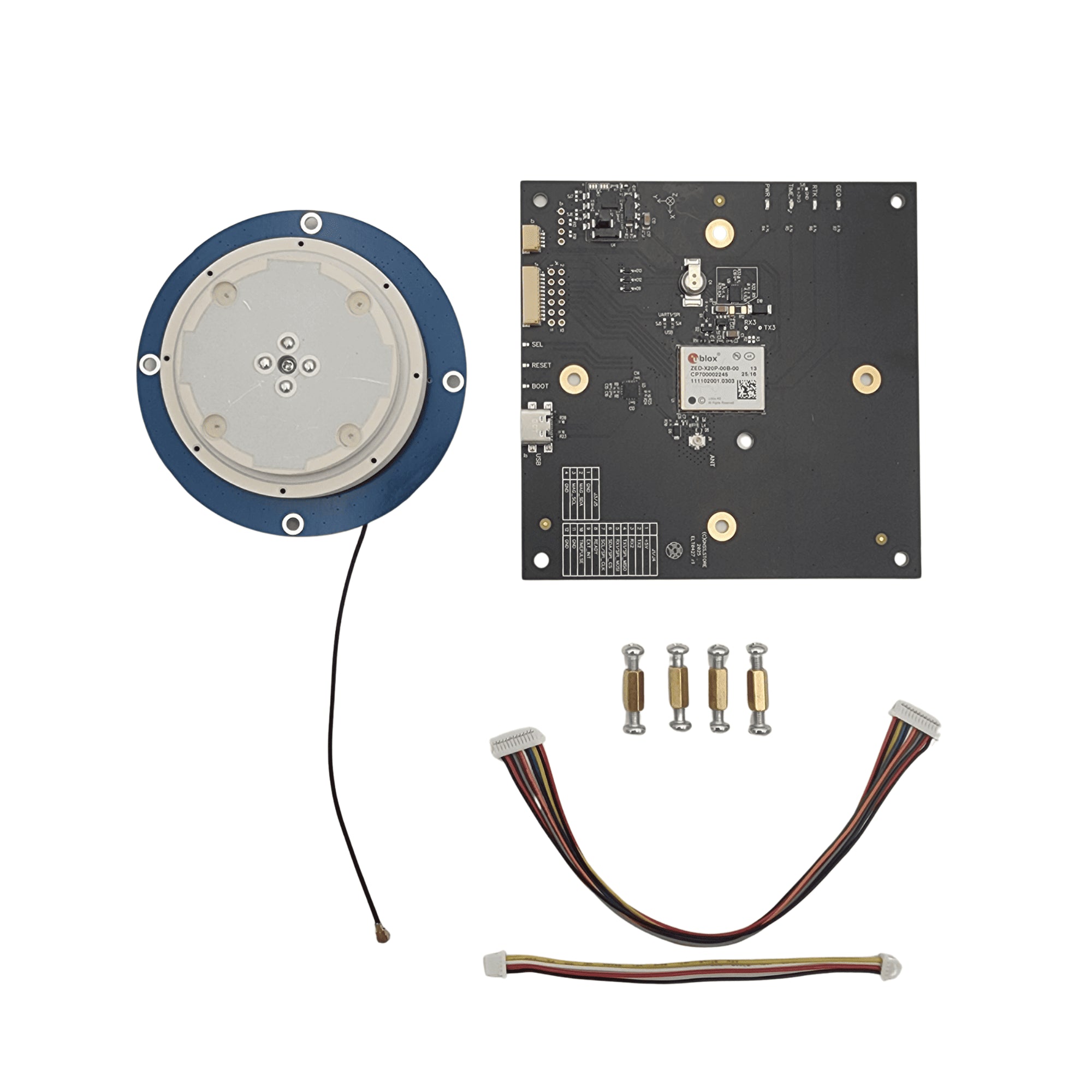 ZED-X20P GNSS Receiver with MultiBand antenna and EMI with RM3100 - ELT0427-USB-U2-I2C