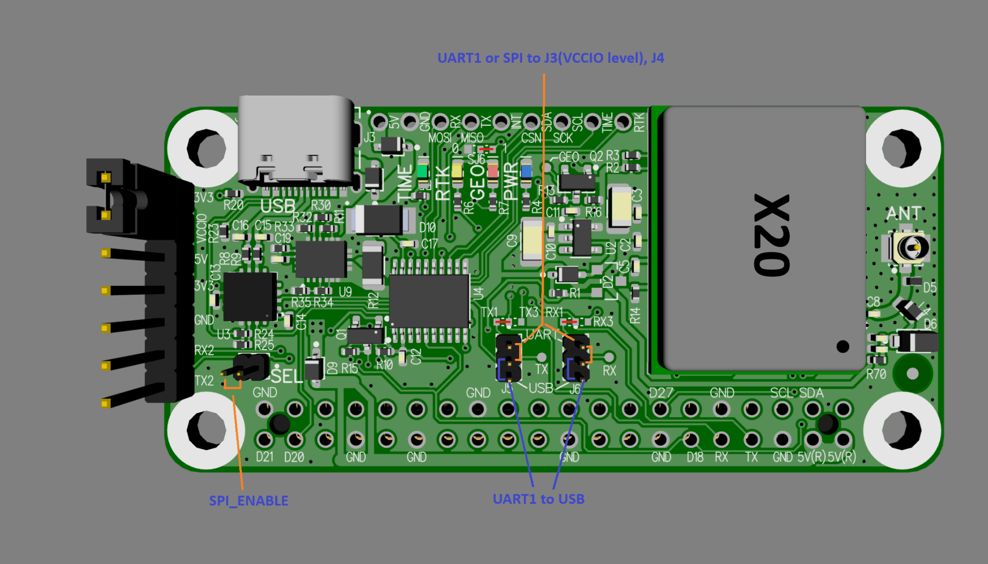 ZED-X20P RTK GNSS Raspberry PI HAT - ELT0429 - 3