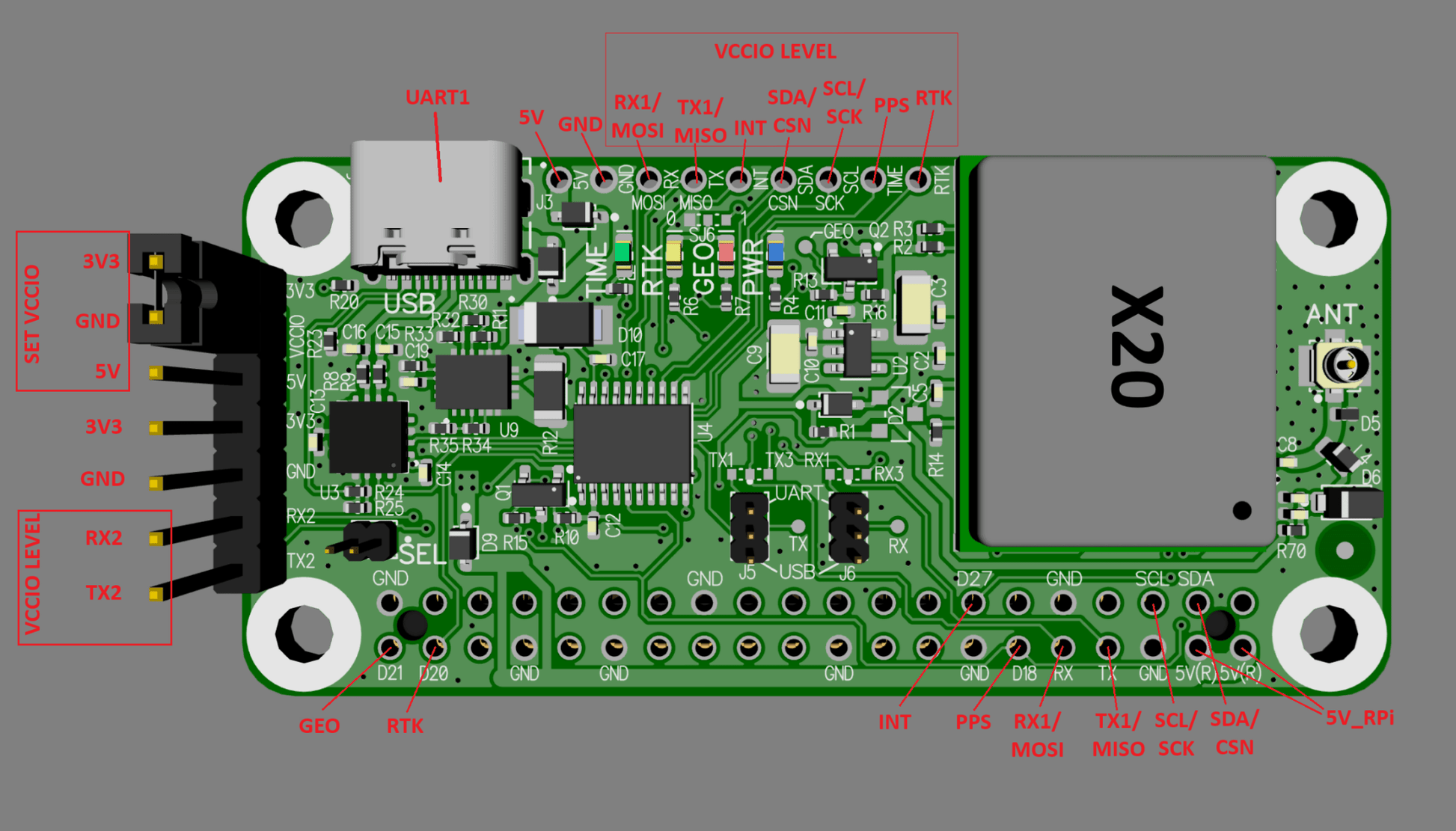 ZED-X20P RTK GNSS Raspberry PI HAT - ELT0429 - 4